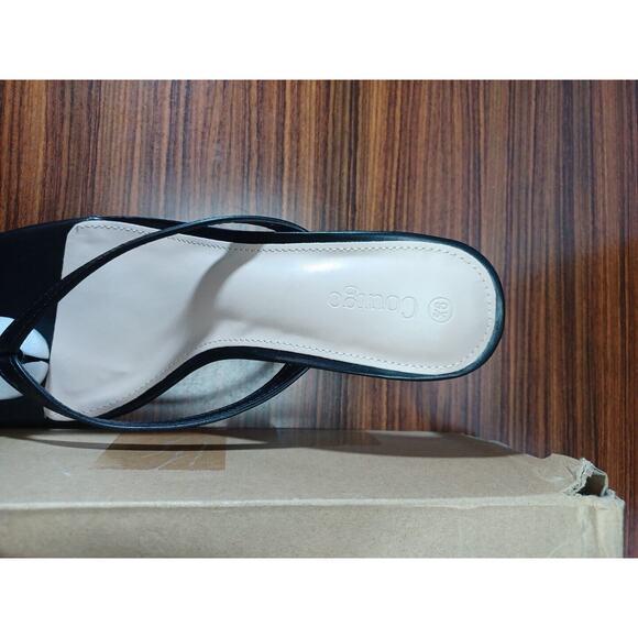 Coutgo Heeled Sandal Strappy Round Toe Flip Flops Fashion Thong Stiletto Size9.5 - Picture 3 of 9